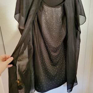 Black and silver dress with cape for New Years Eve Wedding Reception Birthday